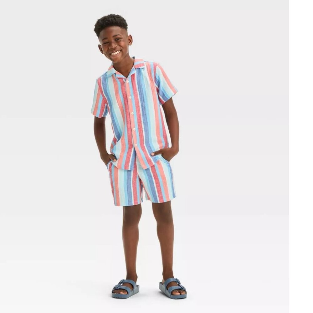 Cat & Jack Boys Americana Striped Shirt  cotton, new